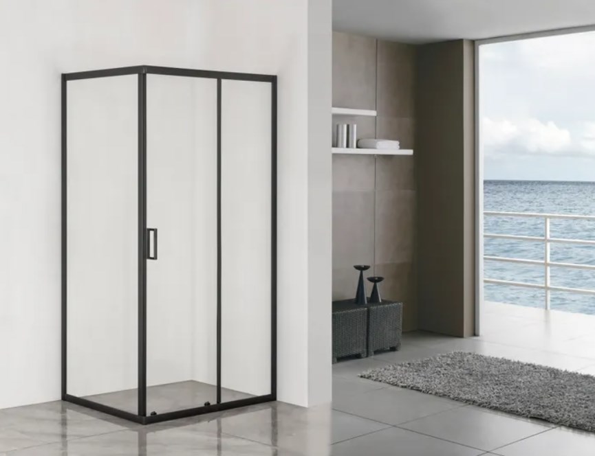 Kabina prysznicowa AVEEO LUFTIGA 100 × 80 cm czarna